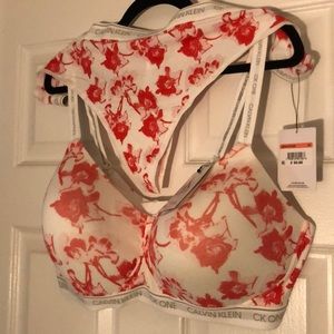 Calvin Klein CK One Plus Cotton Floral Lounge Bra & Thong Set